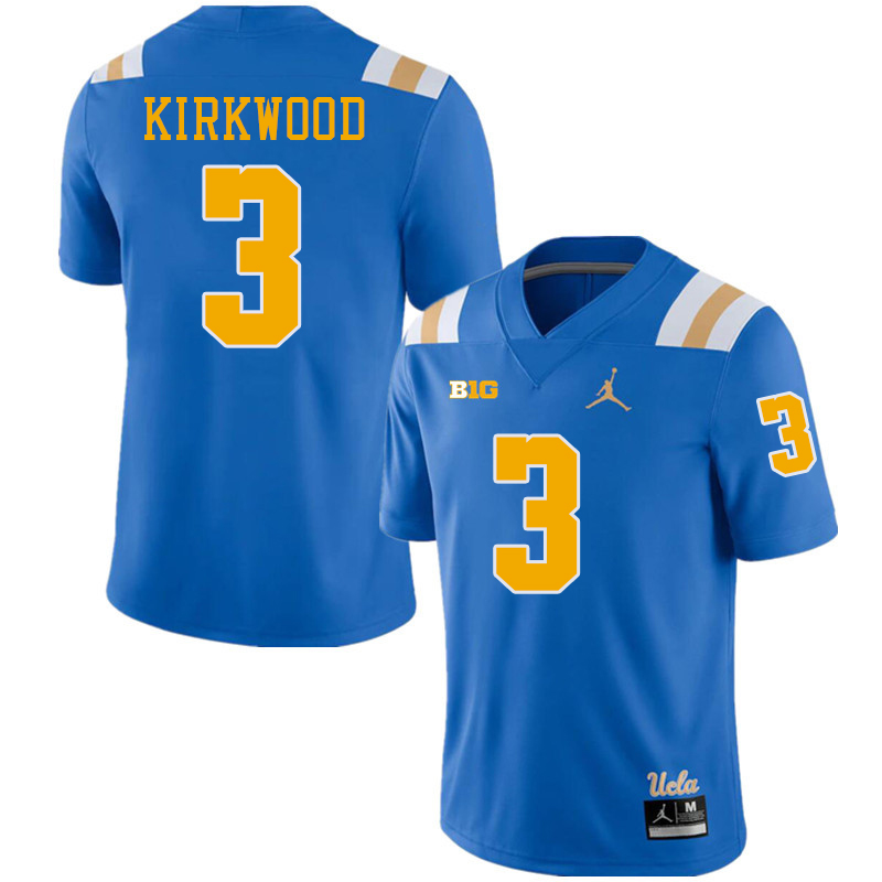 UCLA Bruins #3 Devin Kirkwood Big 10 Conference College Football Jerseys Stitched Sale-Royal